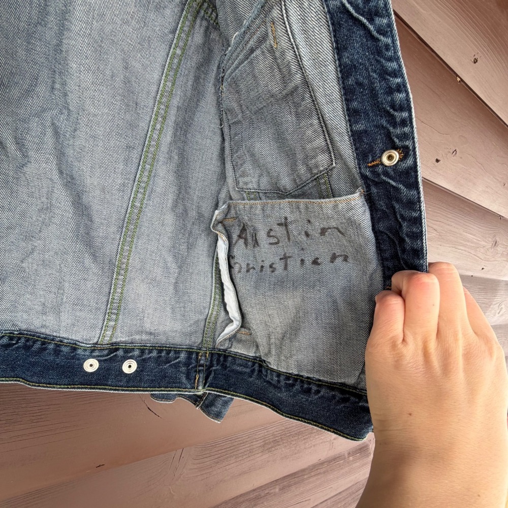 Vtg Oshkosh B'gosh Kids Denim Jacket Blue Kids Size 10 Classic Trucker Style - Picture 6 of 7